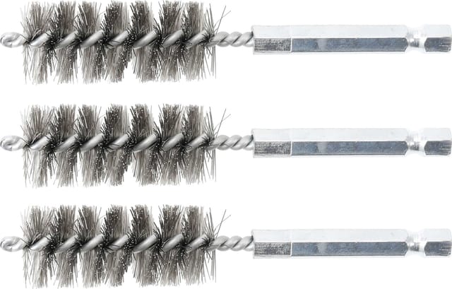 BGS Stahlbürste 18 mm Antrieb Außensechskant 6,3 mm (1/4 Zoll) 3 teilig