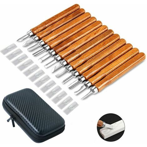 12-teiliges Holzschnitzwerkzeug-set – Professionelle Meißel, Messergriffe, Experten-schnitzwerkzeuge Für Holzbearbeiter Und Anfänger, Mit Schutzhüllen