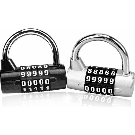 2-teiliges 5-stelliges Zahlenschloss-set Für Schulspinde, Taschen, Koffer Usw. – Silber Und Schwarz