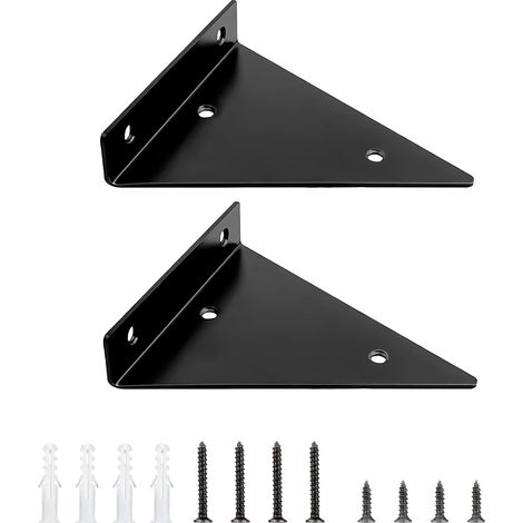 Regalhalterung, 2 Stück Stabile, Wandmontierte, Schwebende, Unsichtbare Dreieckshalterung Aus Eisen Für Regale In Küche, Arbeitszimmer, Garten (130×140 Schwarz)
