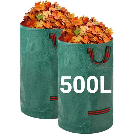 Robuste Gartenabfallsäcke – 2er-pack, 500 L, Wiederverwendbare Gartensäcke Mit Griffen – Strapazierfähiges Gewebe Für Laub, Abfall Und Gartenabfälle – Wasserdichte Gartenabfallsäcke