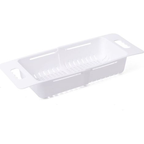 Zusammenklappbares Spülbeckensieb, Verstellbarer Obst- Und Gemüsekorb, Abtropfkorb, Spülbeckenkorb, Ausziehbarer Küchensieb, Gemüsetrockenkorb, Weiß