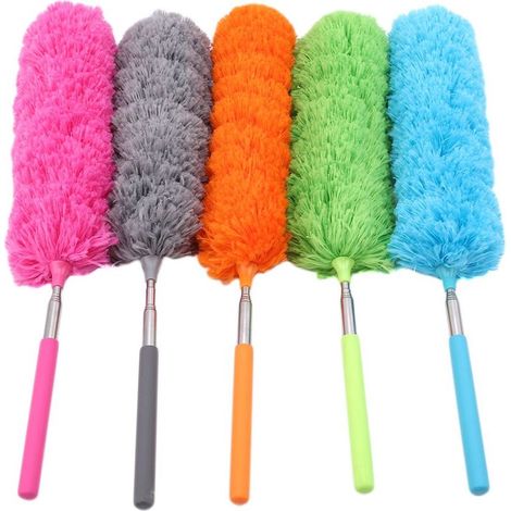 5-teiliges, Ausziehbares Staubwedel-set, Mikrofasertuch, Reinigungsbürste, Waschbar, Verstellbar, Ausziehbar Mit Teleskopgriff Für Fenster, Möbel, Autos – Farbig