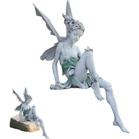 Gartenfigur Einer Sitzenden Fee, Gartenfiguren Sitzender Elfen, Sitzende Feenfigur Aus Der Tudor- Und Türkei-zeit, Dekorative Statue Für Garten, Kunstharz, Für Die Gartengestaltung Im Innen- Und Außen