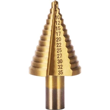Aiducho Hss Stufenbohrer, Fräser (5 Mm–35 Mm), Konisch Dreieckig, Aus Titan Mit Titanbeschichtung, Zum Bohren In Stahl, Messing, Holz Und Kunststoff
