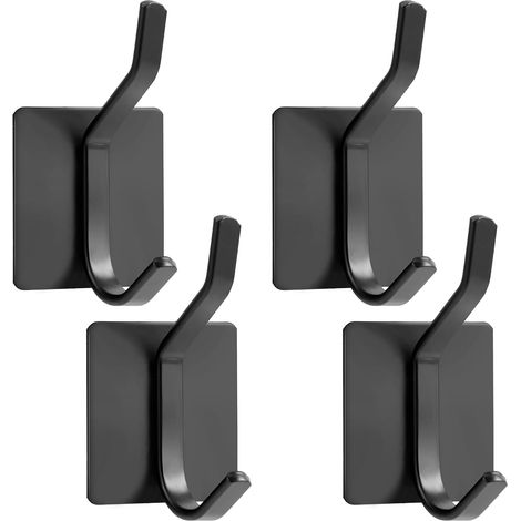 8 Stück Selbstklebende Wandhaken, Doppelhaken, Robuste Selbstklebende Wandhaken, Geeignet Für Schränke, Türen Und Wände, Kein Bohren Erforderlich, Rostfrei (schwarz)