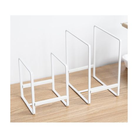 Set Mit 2 Tellerhaltern, Metall-tellergestellen Für Schränke, Topfdeckelaufbewahrung Mit Griffen, Deckelorganizer, Schranktellerhalter (weiß)
