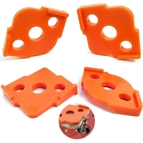 4-teiliges Radius-frässchablonen-set, Abs-rundeckenschablonen, Schablone Für Tisch-holzfräse, Abgerundete Ecken R5 R10 R15 R20 R25 R30 R35 R40 (orange)