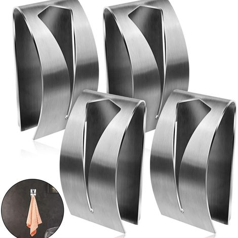 Set Mit 4 Robusten, Selbstklebenden Küchenhandtuchhaltern Aus Edelstahl, Selbstklebende Badhaken