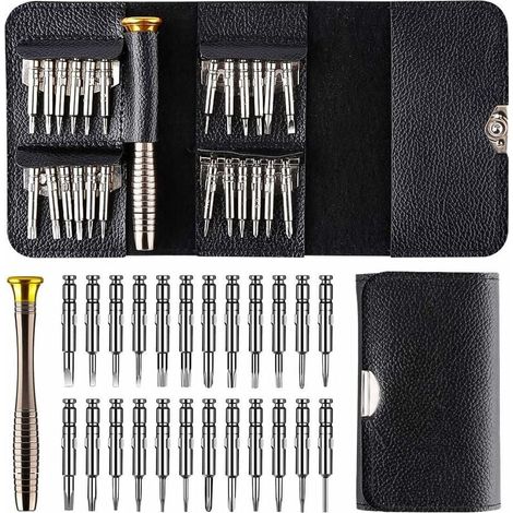 25-in-1 Mini-präzisionsschraubendreher-set, 25-teiliges Schraubendreher-reparaturset Mit Lederetui, Schraubendreher-reparaturwerkzeuge
