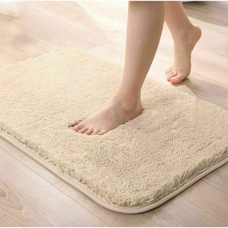Extra Dicke, Rutschfeste Und Saugfähige Badematte Fürs Badezimmer, Maschinenwaschbare Chenille-bodenmatte (beige, 40x60cm)