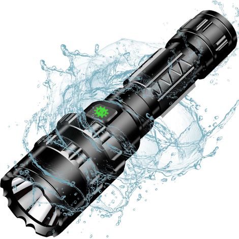 Wiederaufladbare Led-taschenlampe Per Usb, Extrem Leistungsstark, In Militärqualität, Wasserdicht (ipx65) Mit Ladeanzeige