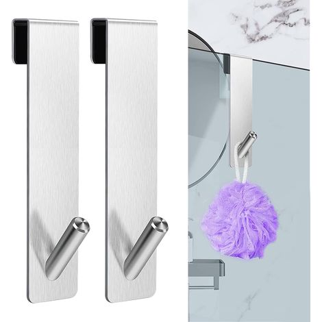 2 Stück Duschhaken Ohne Bohren – Duschtürhaken – Duschhaken Aus Edelstahl – Duschhaken, Türhaken Für Rahmenlose Glasduschtüren (18 Cm)