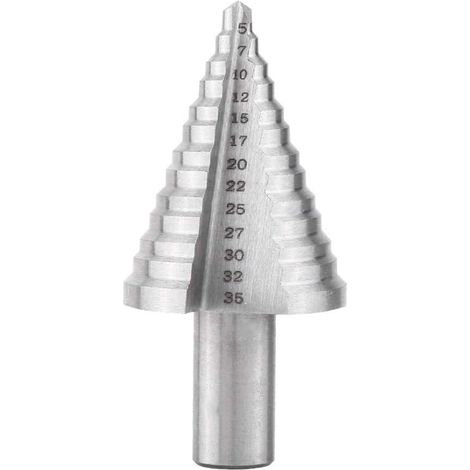 Aiducho Stufenbohrer, Titanbeschichteter Kegelbohrer, Hss, 5–35 Mm Sechskantschaft, Konischer Dreieckbohrer, Stufenfräser – Silber