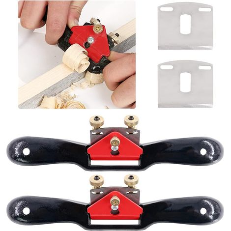 Set Aus 2 Verstellbaren Radiushobeln, 21 Cm, Mit Flachem Boden Und Metallmessern Für Die Holzbearbeitung