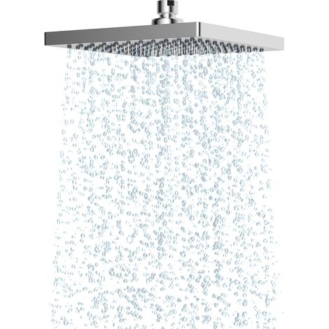 Regenduschkopf, 20 X 20 Cm (8 Zoll), Feststehender Quadratischer Anti-kalk-duschkopf, Edelstahl-duschkopf Mit Hohem Wasserdruck, Verstellbarem Winkel Und Schwenkfunktion, Verchromt