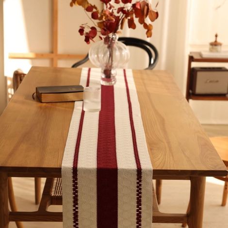 Gewebter Tischläufer Mit Quasten – Rustikaler Stil – Für Partys, Hochzeiten, Abendessen – Tischdekoration – Cremefarben – 30 X 200 Cm