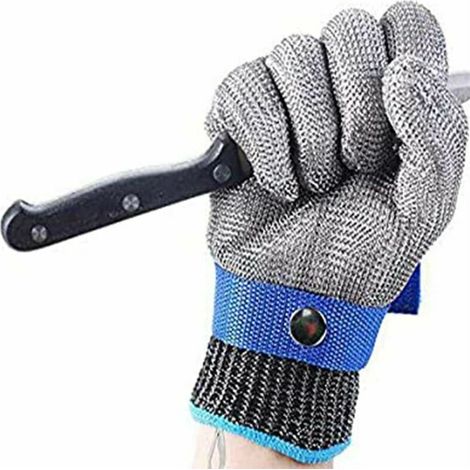 Schnittfeste Schutzhandschuhe Aus Edelstahlgewebe, Lebensmittelechte, Schnittfeste Metzgerhandschuhe, Stahlschnitthandschuhe Für Die Küche, Größe Xs (21 Cm)