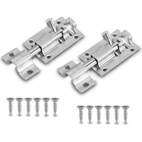 2x Türschlösser Aus Edelstahl, Schieberiegelschlösser Für Türen, Gartentore, Fenster, Toiletten, Ställe, Schuppen, Mülltonnen Aus Edelstahl