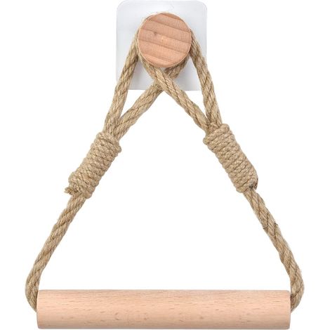 Selbstklebender Toilettenpapierrollenhalter, Badezimmer-papierhalter Mit Holzseil Und Rustikalem Handtuchring