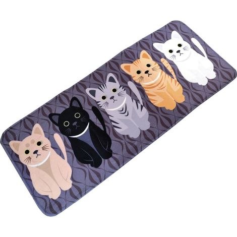 Rutschfeste, Saugfähige Küchenmatte Aus Flanell, Staubdichte Fußmatte, Eingangsmatte, Badematte, Fußmatte Mit Katzenmotiv, 50 X 80 Cm