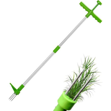 Unkrautstecher, Manueller Unkrautstecher Mit Fußpedal, Langem, Verstellbarem Griff, Wurzelentfernungswerkzeug, Gartenunkraut, Rasen, 100 Cm (grün)
