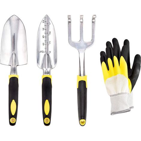 Gartengeräte-set, Gartengeräte Mit Robusten Aluminiumköpfen Und Ergonomischen Griffen, Garten-set – Schaufel, Pflanzkelle, Handrechen, Handschuhe