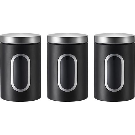 Glas, Deckel, Sichtfenster, Für Kaffee, Mehl, Nudeln, Aufbewahrungsbehälter, Metall, Schwarz