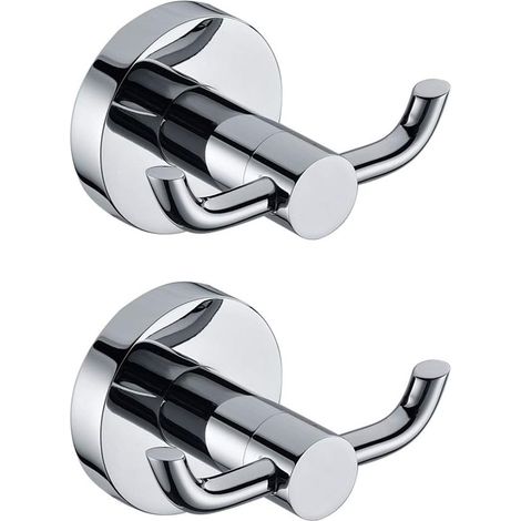 Set Mit 2 Modernen, Massiven, Polierten Chrom-wandhaken Für Badezimmer, Bademäntel, Toiletten, Hüte, Kleidung