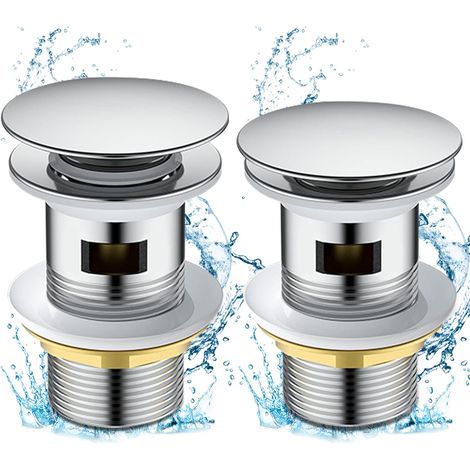 2 Stück Pop-up-waschbeckenablauf, Verchromter Waschbeckenablauf Mit Überlauf Für Badezimmerwaschbecken Mit 1/4"-loch (silber)