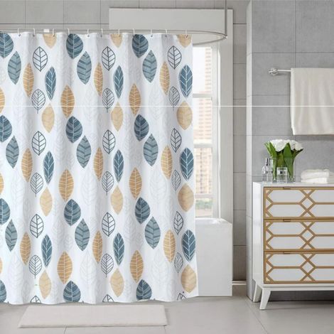 Duschvorhang Mit Geometrischem Blumenmuster, Wasserfestem Polyestergewebe, Inklusive 12 Haken, 180 X 180 Cm
