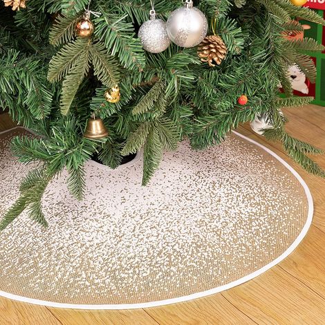 Weihnachtsbaumdecke Aus Jute, 90 Cm, Schneeflockenmuster, Rustikale Weihnachtsbaummatte Für Weihnachtsfeiern, Weihnachtsdekoration