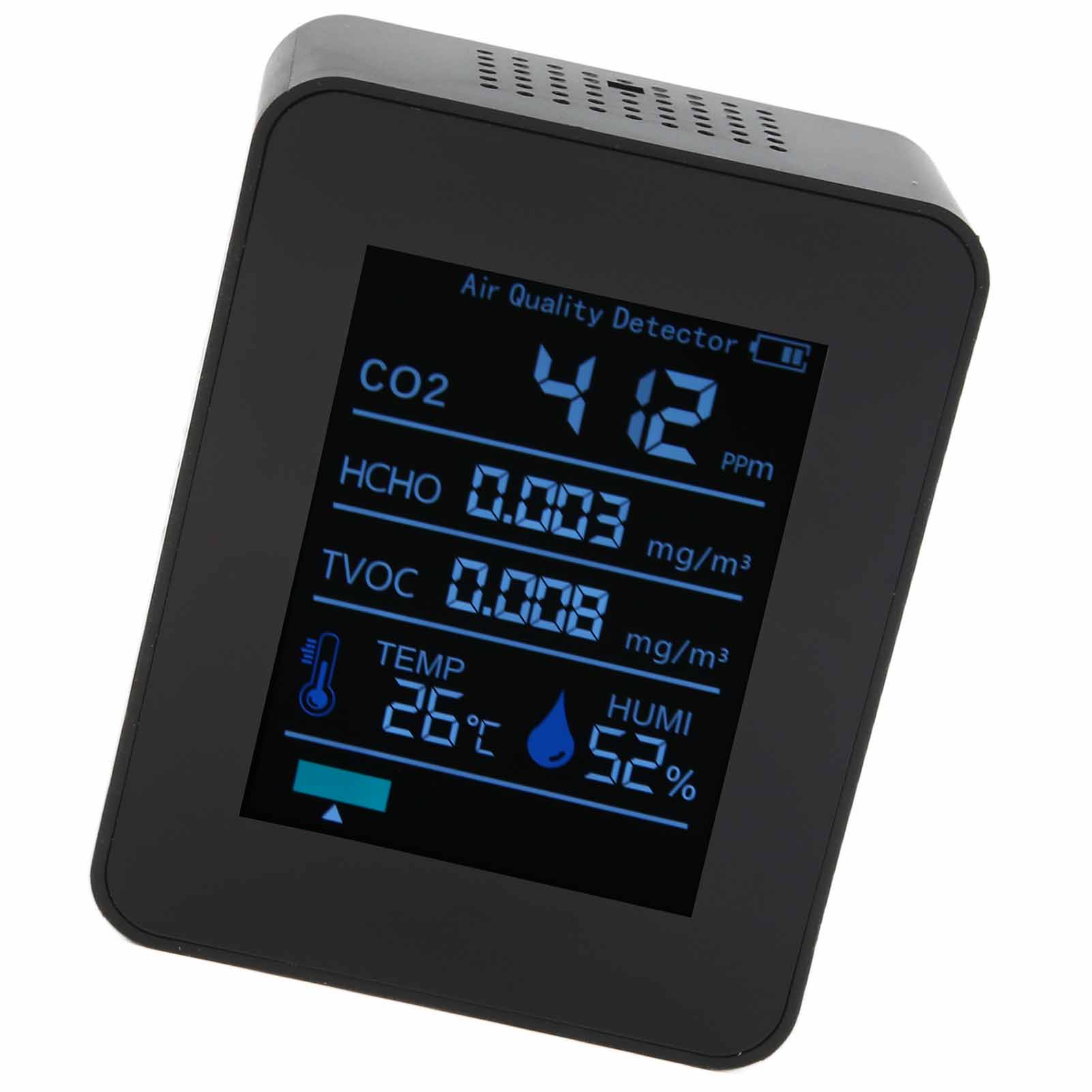 Znaz2co3tb 5-in-1 Bluetooth-luftqualitätsdetektor, Multifunktionaler Co2-temperatur- Und Feuchtigkeitsmonitor Für Zuhause Und Büro (schwarz)