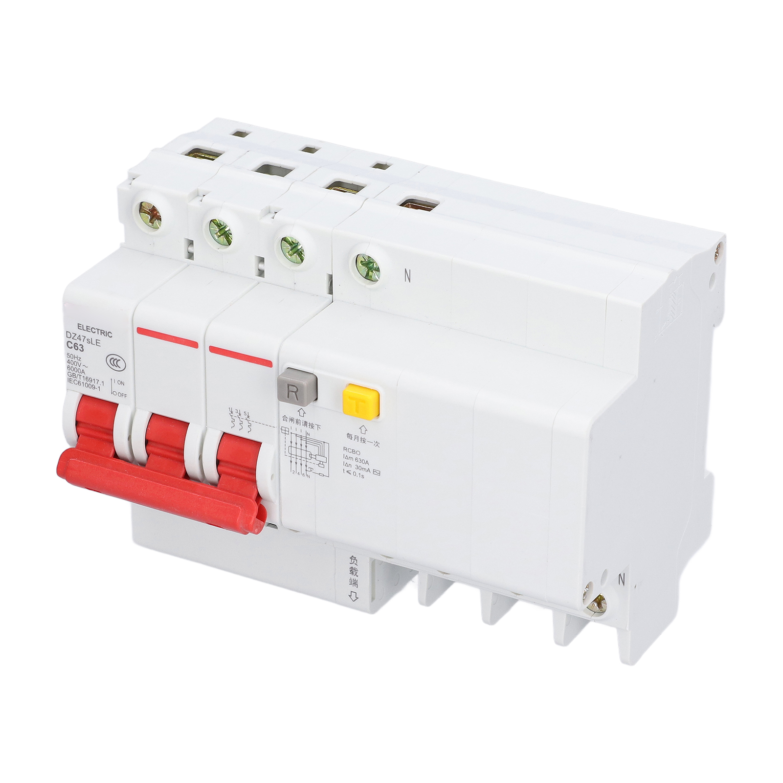 Modularer C63 3p+n Din-schienen-leistungsschalter 63a Ac 400v Für Die Hausinstallation