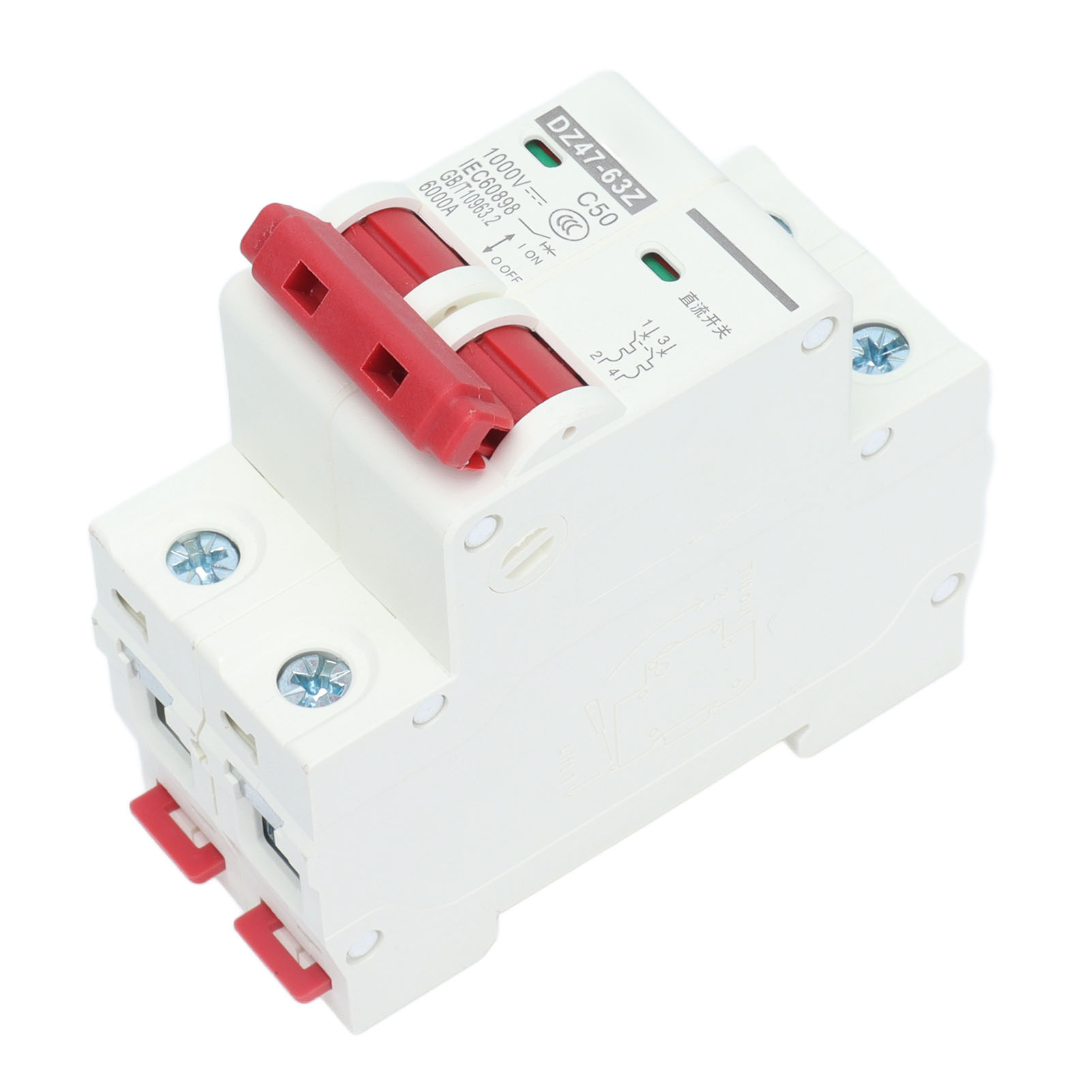 Miniatur-2-poliger Dc-leistungsschalter 1000 V 50 A Dz47-63z C50, Photovoltaik-solar-trennschalter Für Din-schiene, Pv-modulschutz