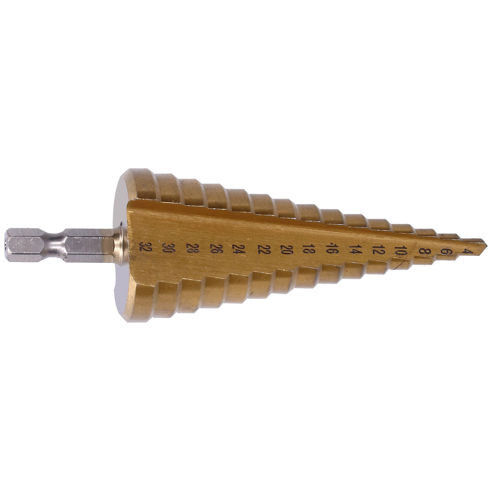 Hss-stufenbohrer Mit Titanbeschichtung, Gerader, Konischer Schneide, 1/4"-bohrwerkzeug, Dreieckiger Griff