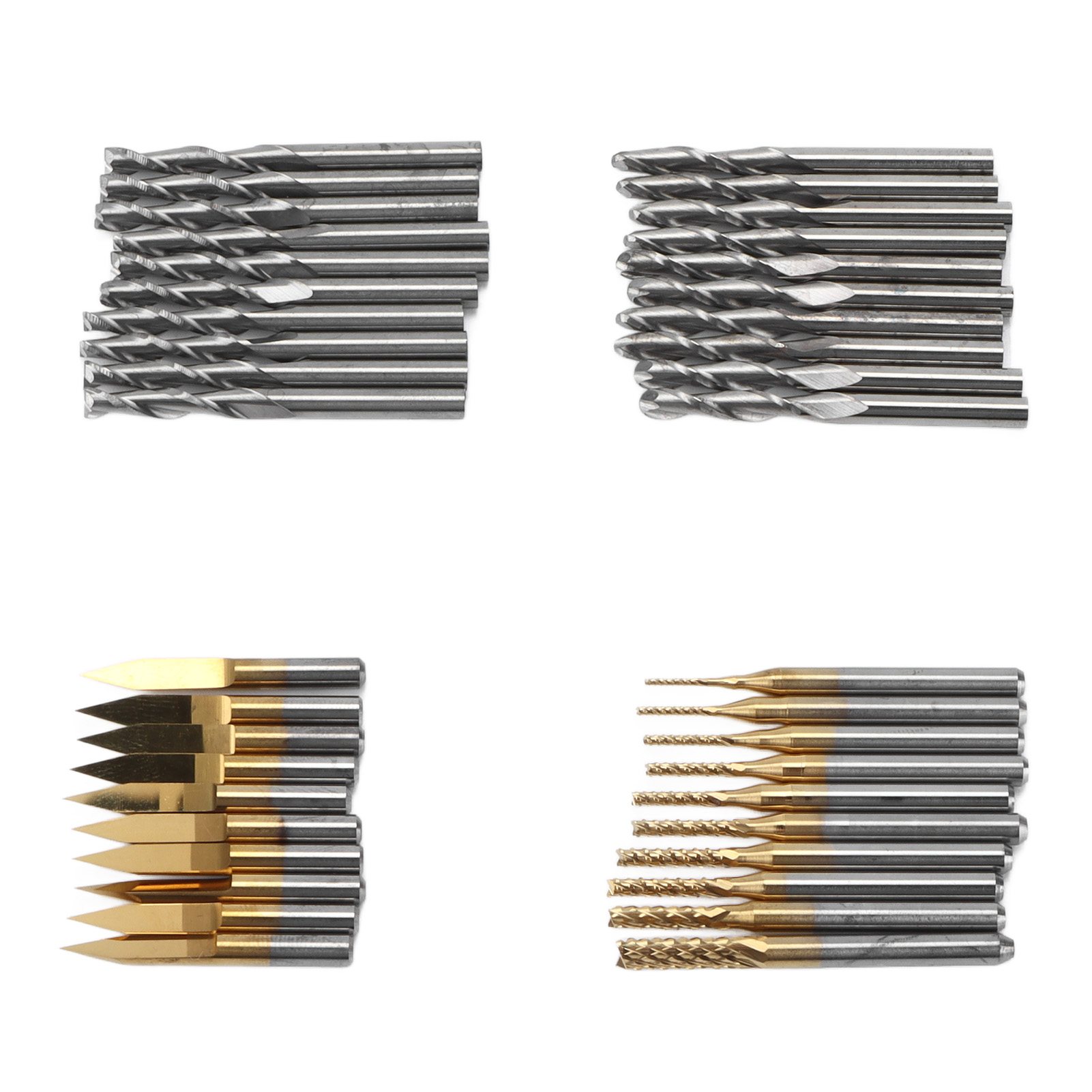 Set Mit 40 Vollhartmetall-fräsern, Flach- Und Halbkugelfräsern, Cnc-fräse, Gravurset Für Holz Und Metall