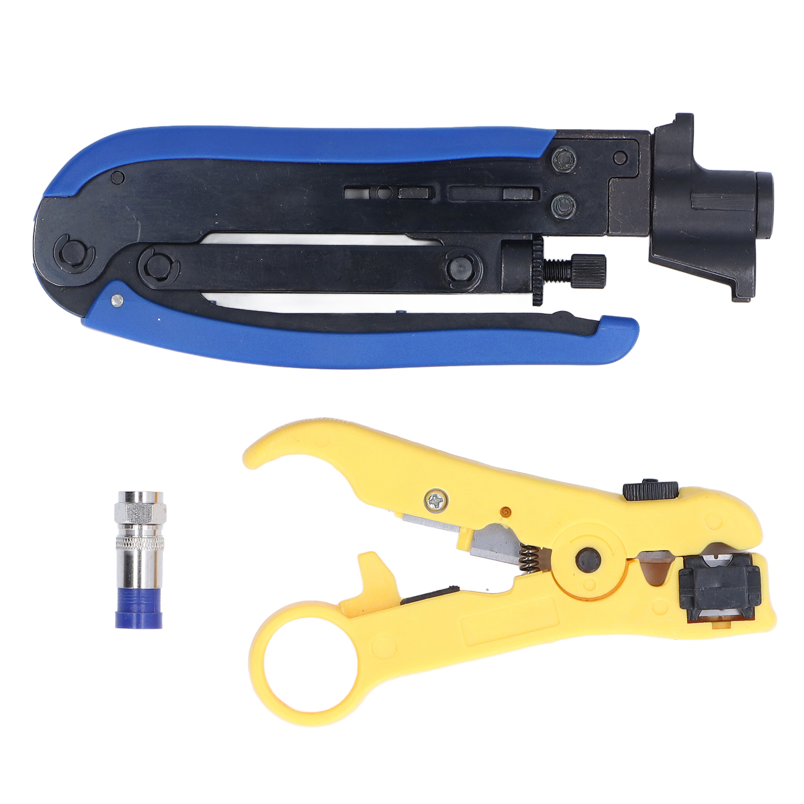 Kabelcrimp- Und Abisolierwerkzeug-set Mit 20 F-steckern Für Rg59 Und Rg6