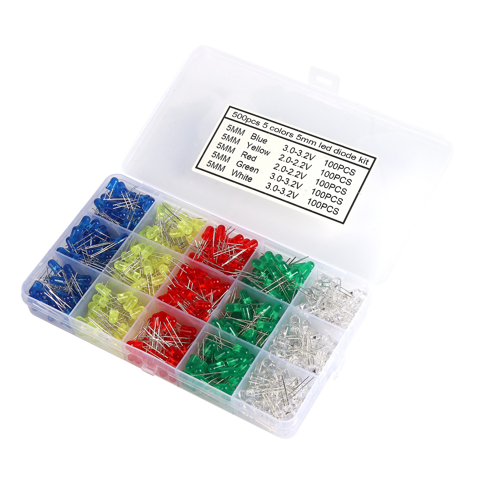 Packung Mit 500 Mehrfarbigen 5-mm-leds, Ungiftig Und Energieeffizient, Ideal Für Bastelarbeiten Und Dekorationen.