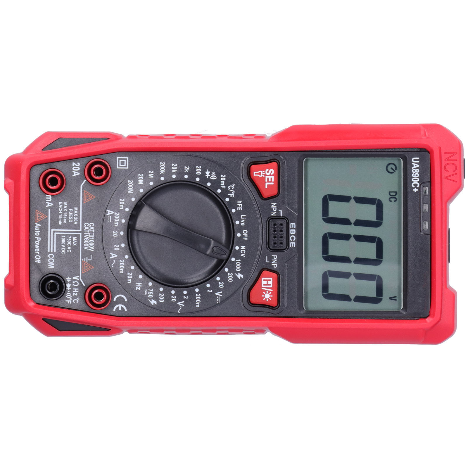 Ua890c+ Digitalmultimeter Mit Hintergrundbeleuchtetem Lcd-bildschirm, Misst Spannung, Strom, Widerstand Und Kapazität