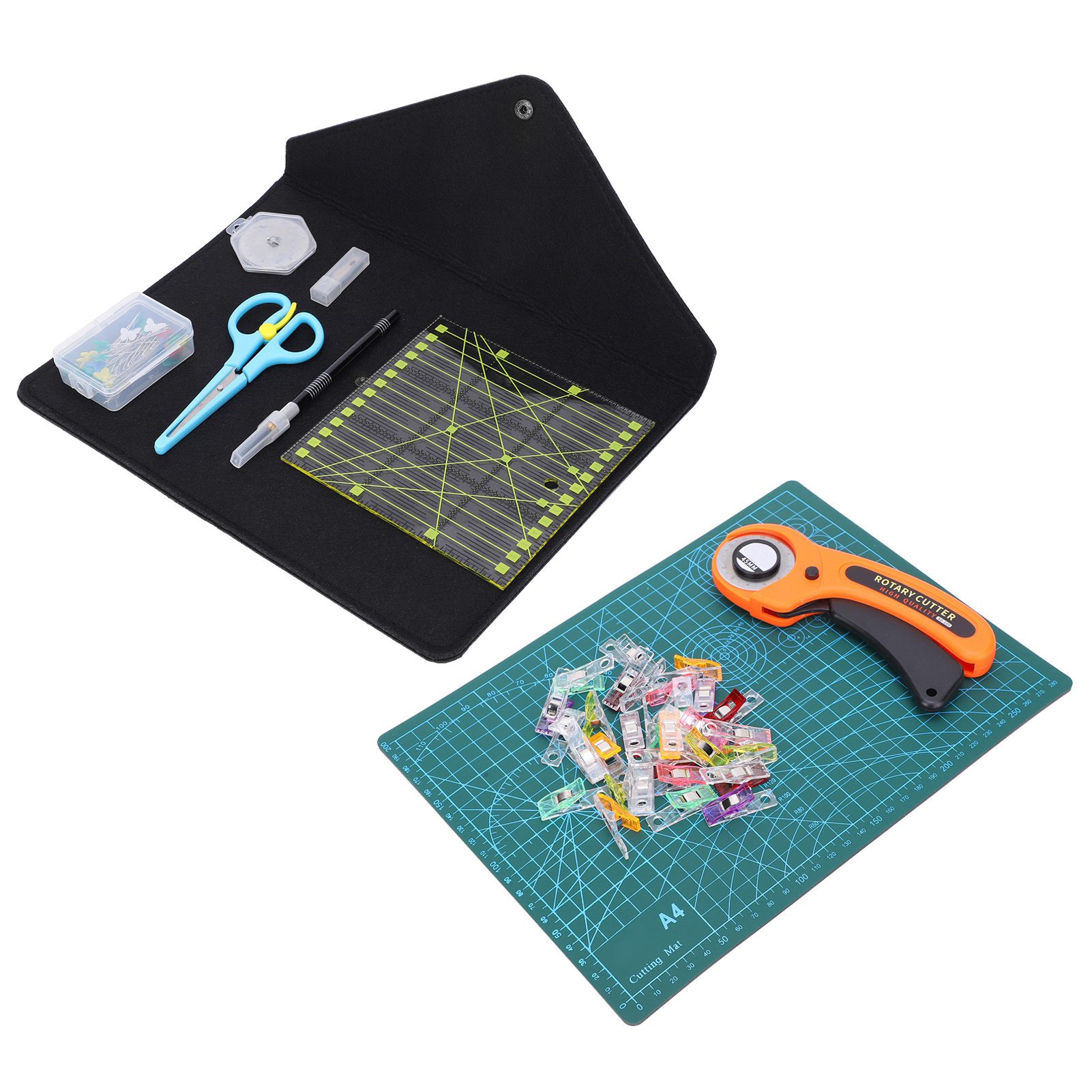 Rollschneider-set, Lederbearbeitungswerkzeug, Patchwork-lineal, Graviermesser, Komplettes Set