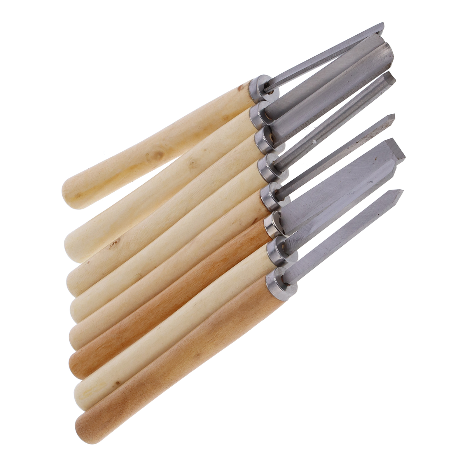 Set Aus 8 Stahl-holzmeißeln Mit Ergonomischen Griffen, Zum Schnitzen Und Für Die Holzbearbeitung