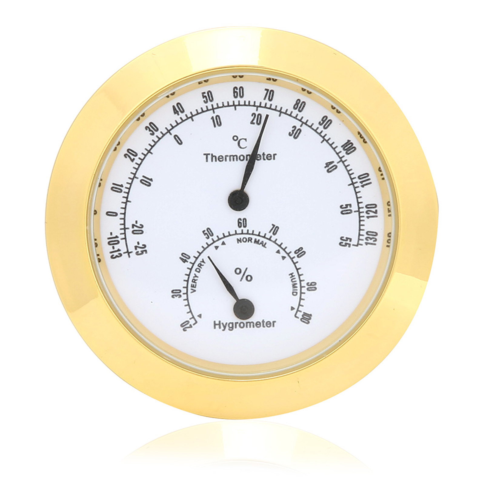 Rundes Thermometer-hygrometer Für Geigen-/gitarrenkoffer, Feuchtigkeits- Und Temperaturanzeige (gold)