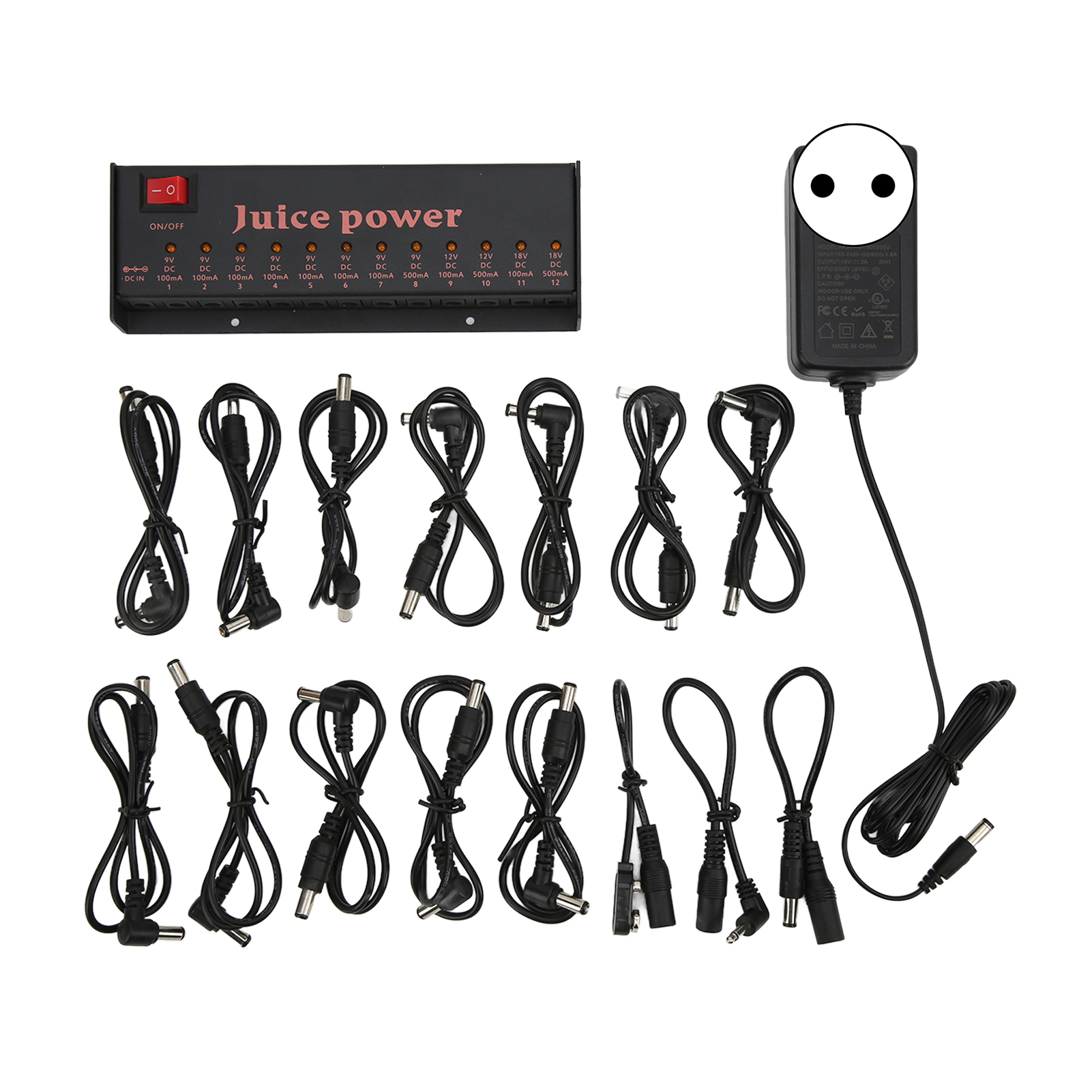Netzteil Für Gitarrenpedale, 12 Isolierte Dc-ausgänge (9 V, 12 V, 18 V, 100 Ma, 500 Ma, 100–240 V) Mit Eu-stecker