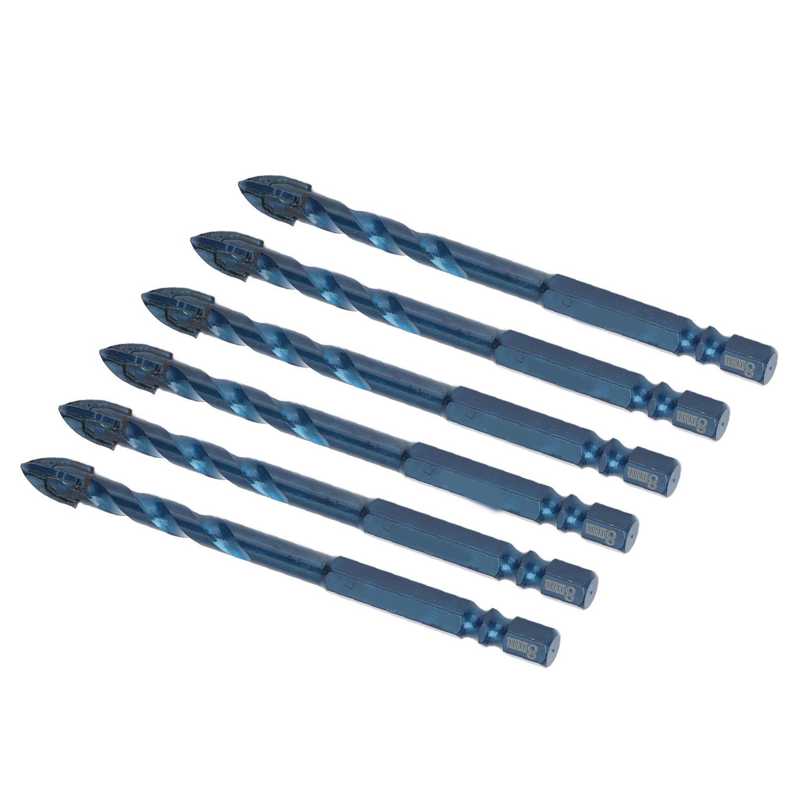 10-teiliges Hartmetall-kreuzbohrer-set, 1/4"-sechskantschaft, Zum Bohren Von Keramik, Marmor Und Glas, 8-mm-loch, Dunkelblau