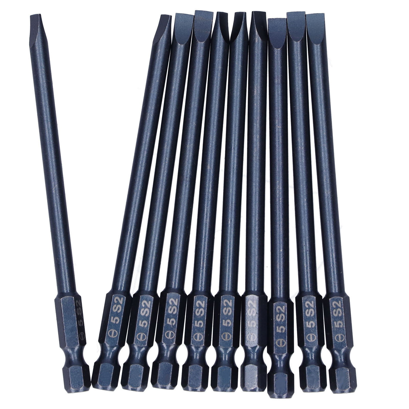 Set Mit 10 Schlitzschraubendreherbits, Hochfester Legierter Stahl, Schlagfest Für Elektrische Bohrmaschinen Und Schraubendreher