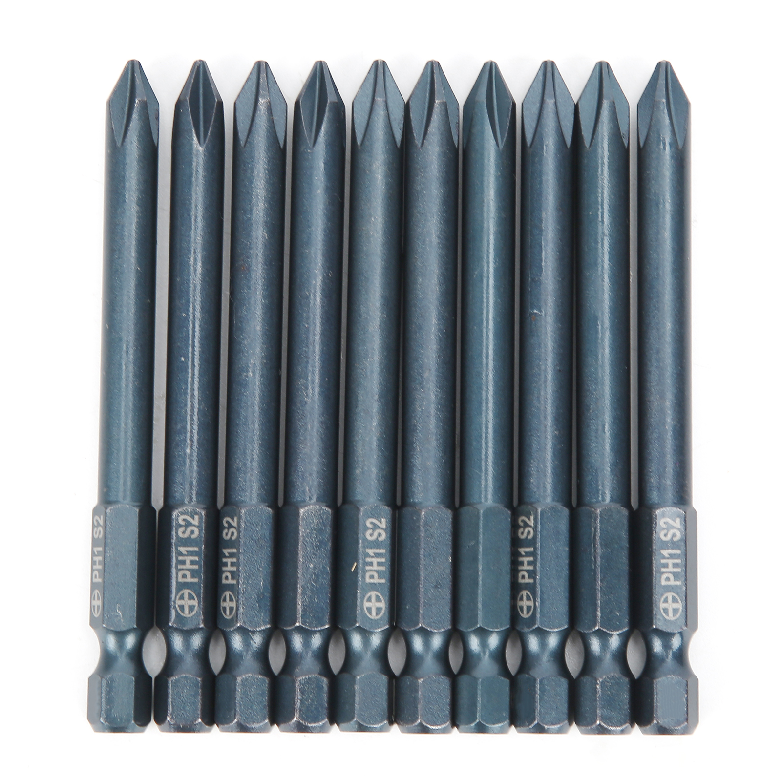 Set Mit 10 S2-elektroschraubendreherbits Aus Blauem Legiertem Stahl Mit Magnet, Zubehör 75 X 6,3 Mm