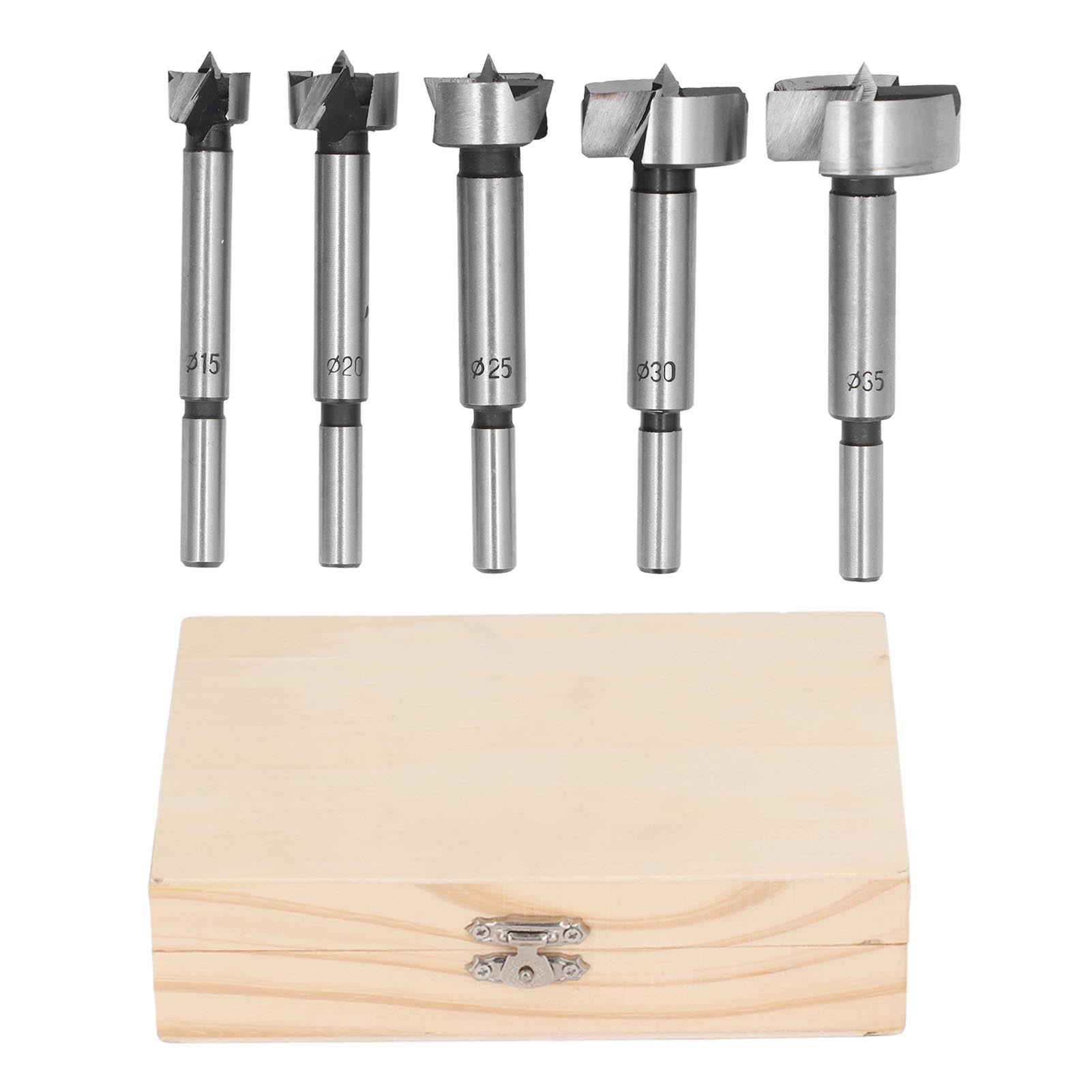 Set Mit 5 Forstnerbohrern Ø15-35 Mm, Zylindrischer Schaft, Präzises Holzbohren, Professionelles Werkzeug