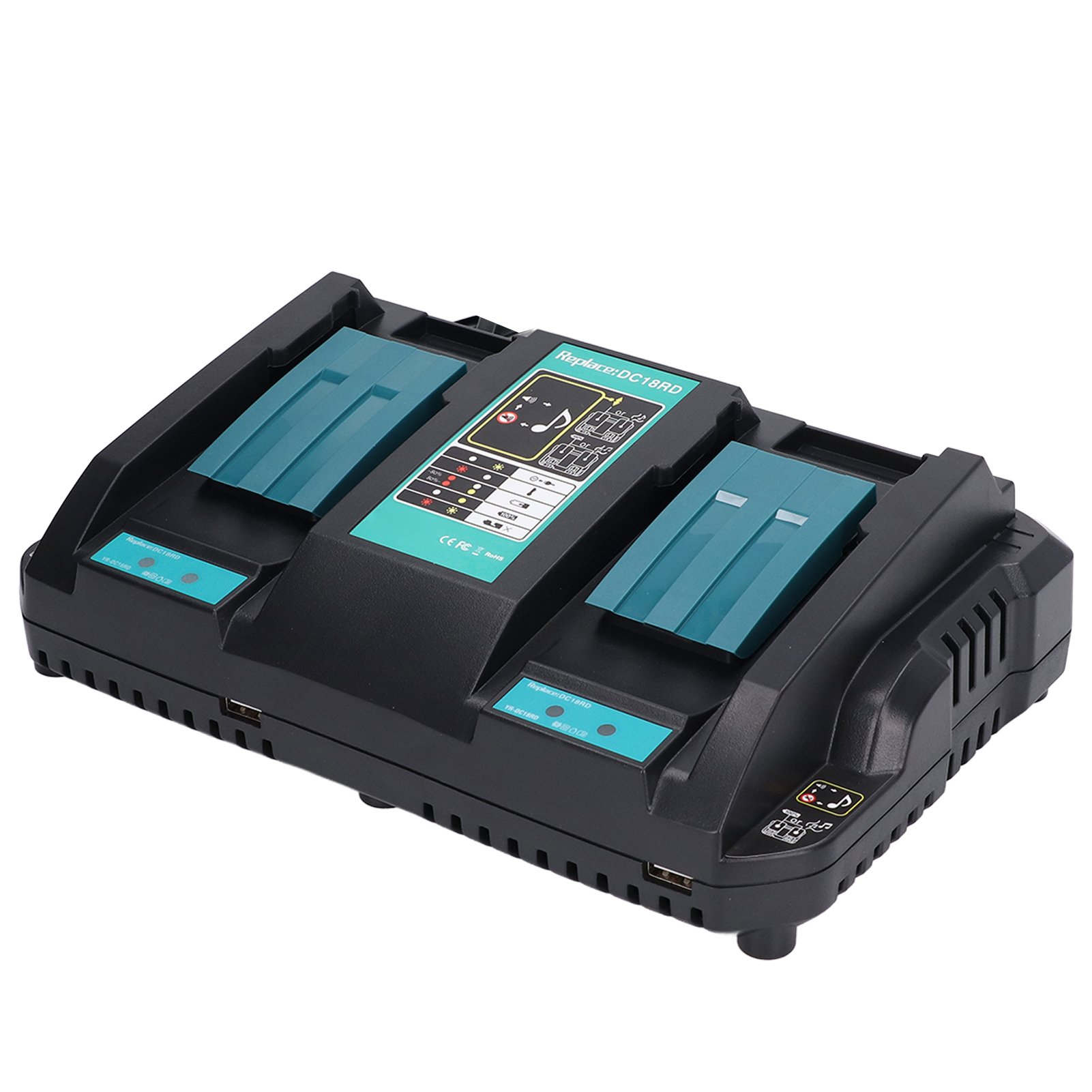 Lithium-akkuladegerät Mit Zwei Anschlüssen, Intelligente Ladefunktion Mit Usb-schnittstelle, Wechselstrom 100–240 V, Japanischer Stecker