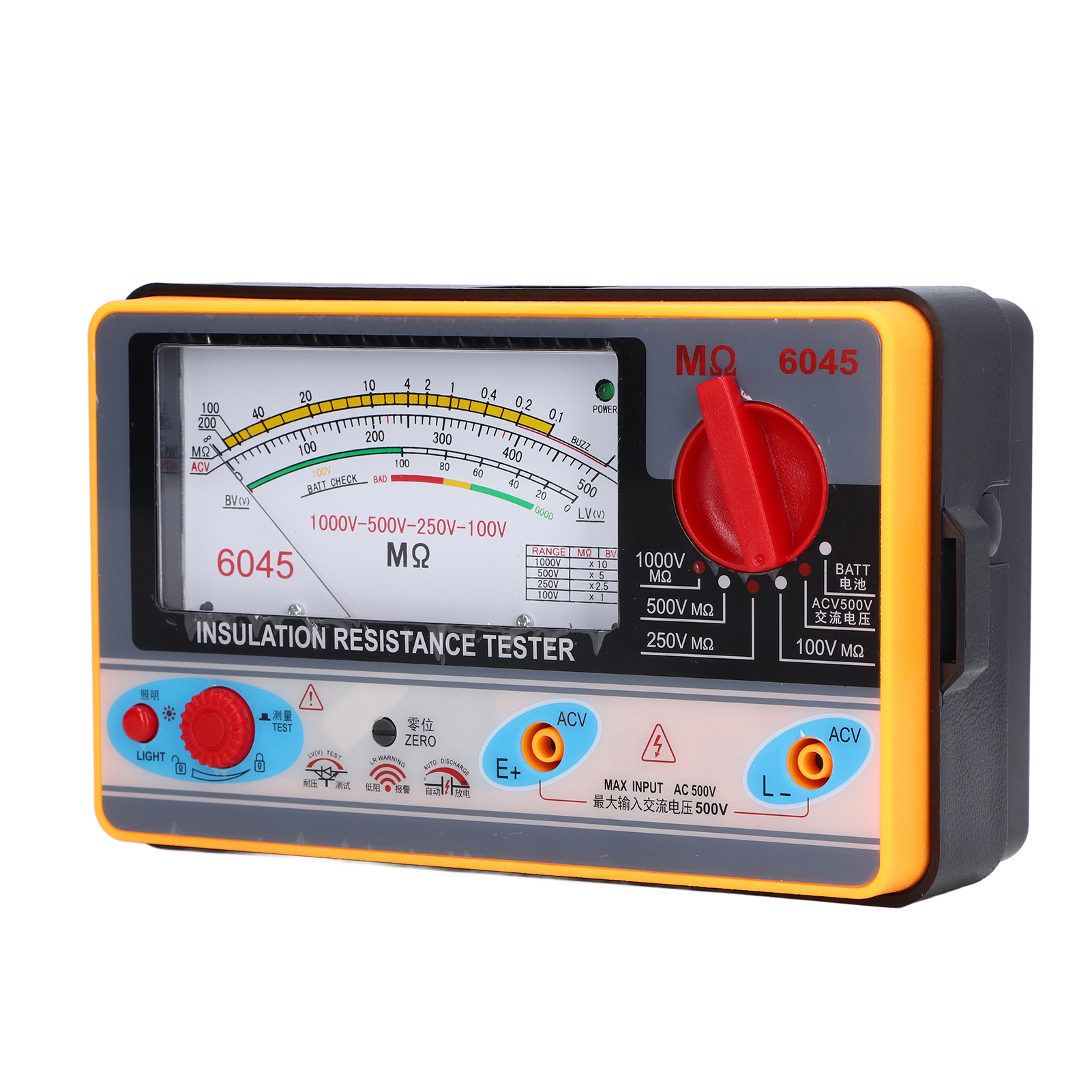 Isolationswiderstandsmessgerät Ty6045, Hochpräzises Tragbares Megohmmeter 1000 V, 5 Mω Bis 2000 Mω